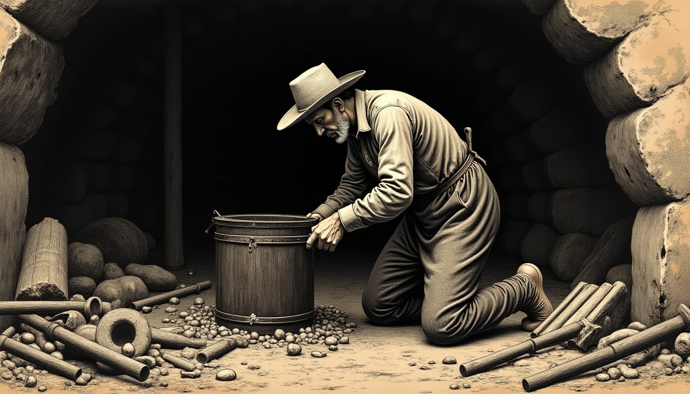 Barrenero Minero — grabado histórico vs IA actual