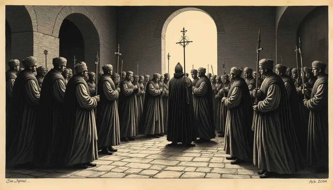 Convocó a los nobles para mostrarles una campana. Los decapitó