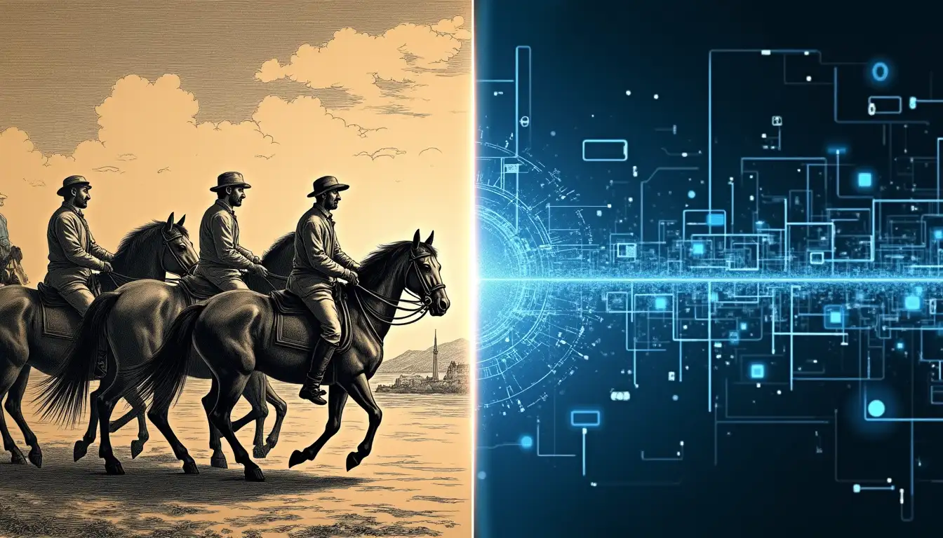 Correo moderno automatizado con inteligencia artificial procesando mensajes