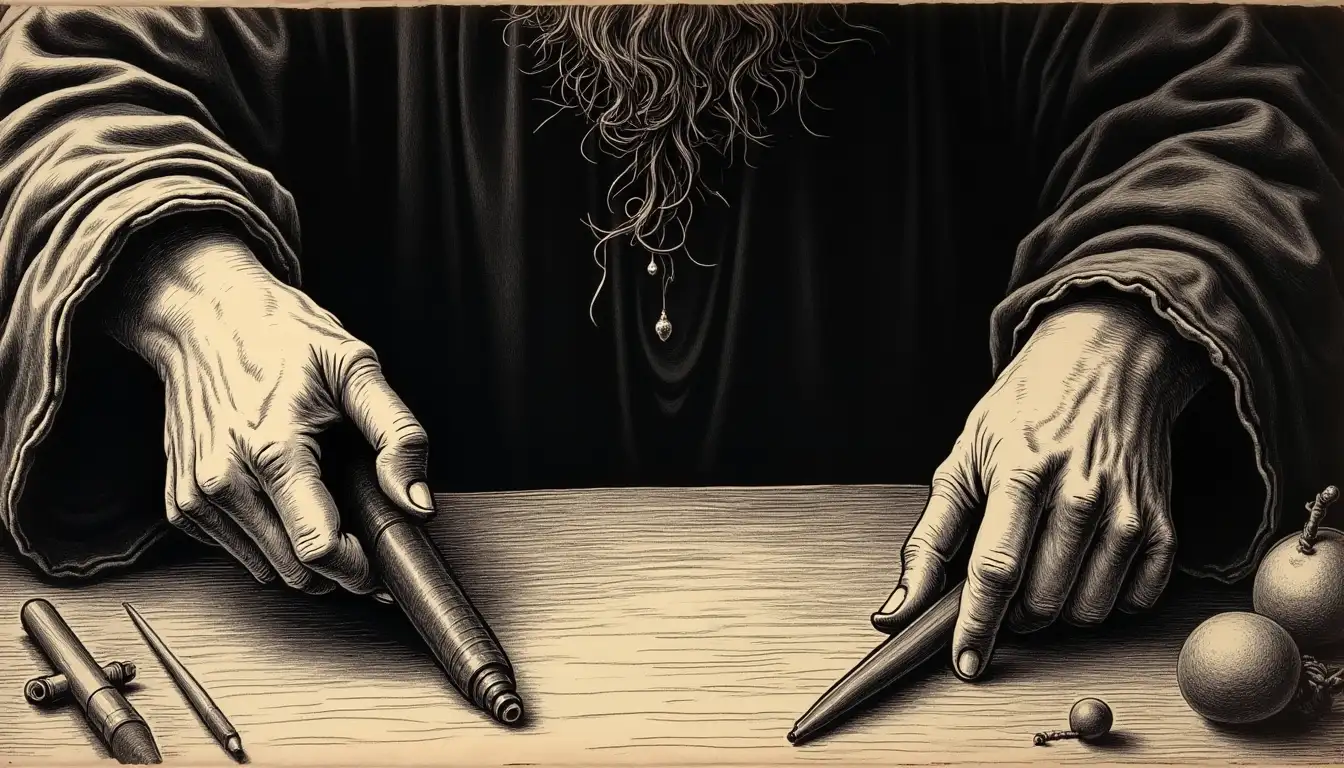 Espía y cifrador real — grabado histórico vs IA actual