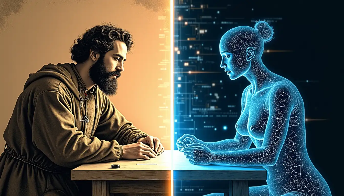 Taller futurista donde robots diseñan guantes aromáticos usando hologramas de moléculas