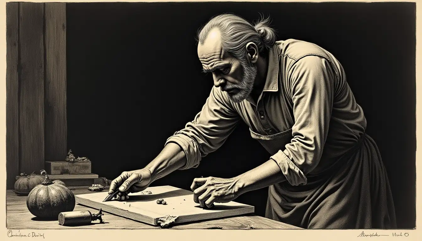 Hojalatero — grabado histórico vs IA actual