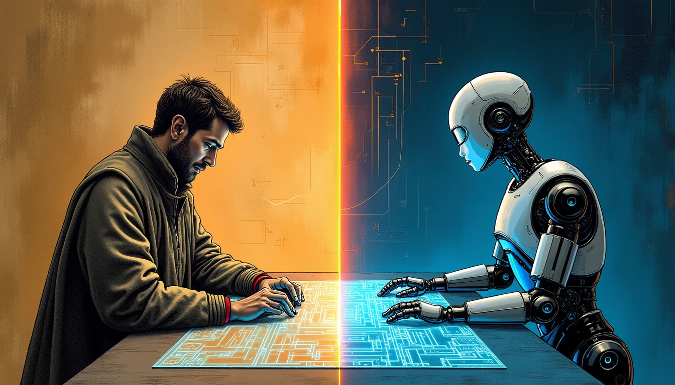 Robot industrial procesando canal de ganado con brazos mecánicos de precisión en matadero futurista