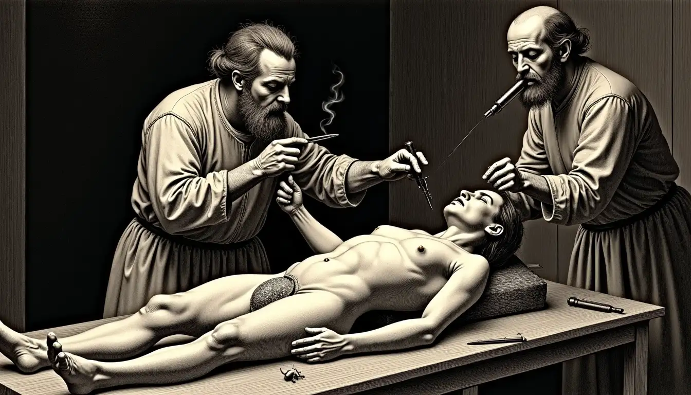 Sangría como cura universal — grabado histórico