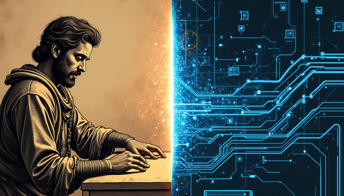 Telar jacquard futurista con patrones de seda generados por inteligencia artificial