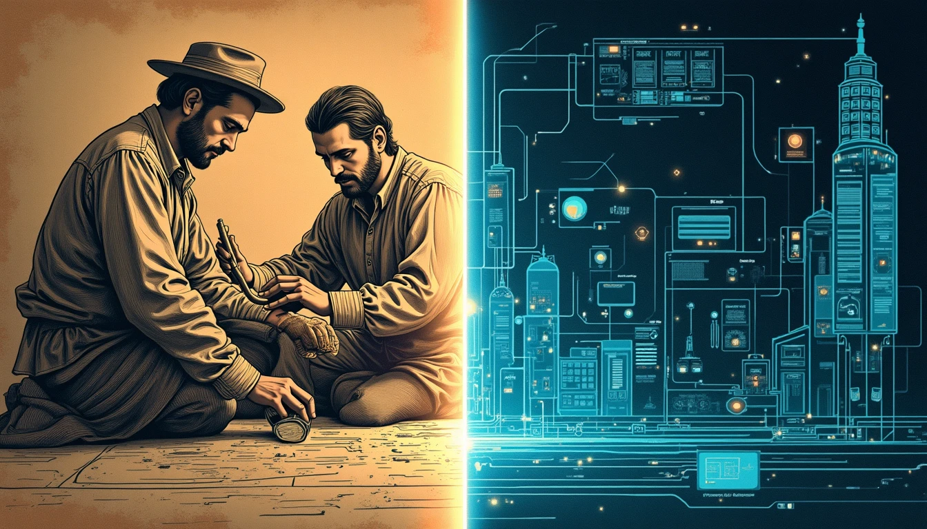 Sistema robotico de clasificacion de residuos con vision artificial procesando materiales reciclables en cinta transportadora industrial